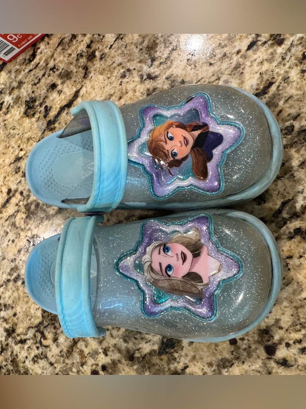 Kids Light Blue Glitter Character Clog Shoes